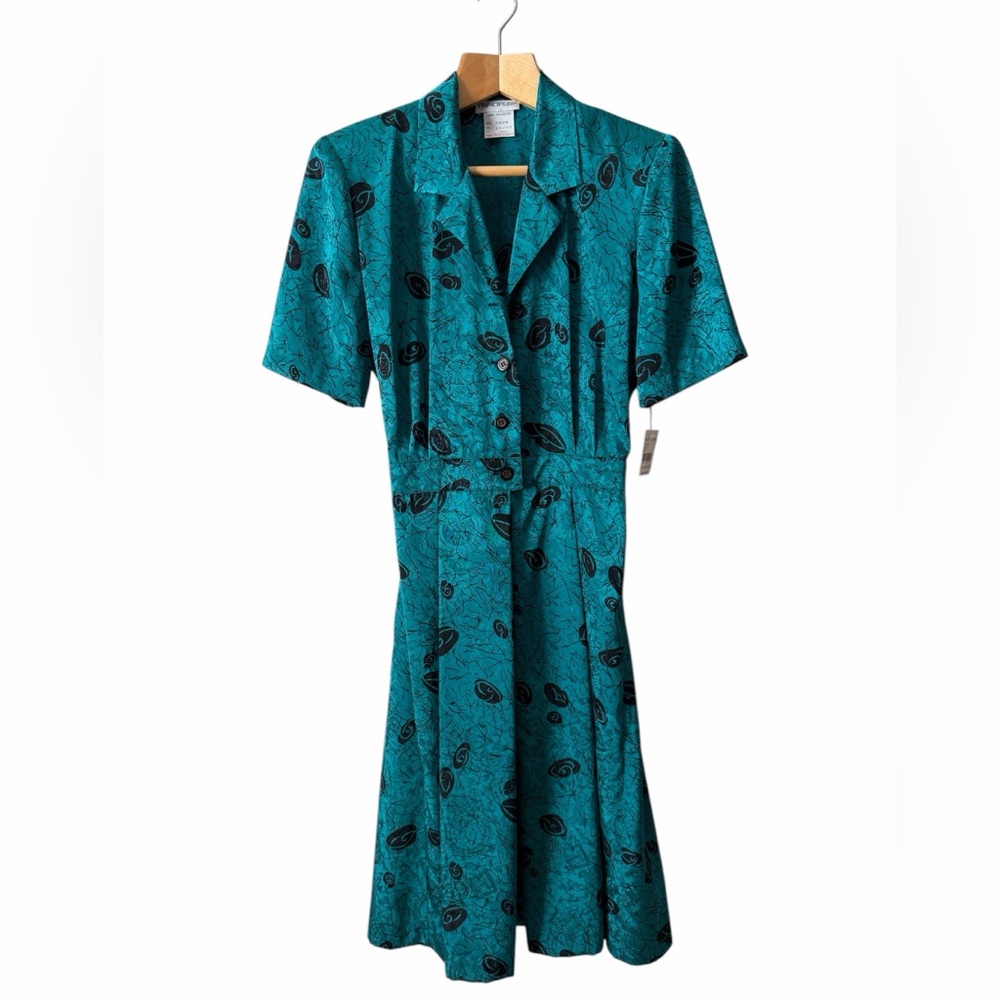 Vintage Principles Teal Black Midi Dress 11/12